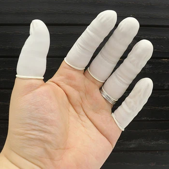 100 adet Tek Kullanımlık Parmak Karyolası Anti Statik Kauçuk Lateks Parmak Karyolası Tırnak Parmak Koruyucu Lateks Eldiven Araçları
