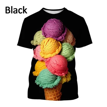 2022 Yaz Yeni Kadın / Erkek Dondurma 3D Baskı Moda Rahat Unisex T-shirt Nefes Yumuşak ve rahat tişört