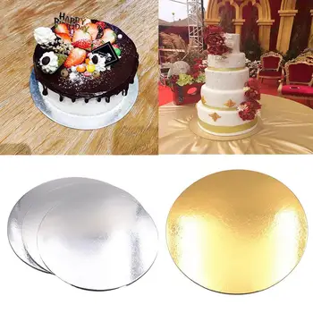 3-10 İnç Altın Yuvarlak Kek Kurulu 5 Pcscircle Taban Cupcakes Standı Kağıt Durumlarda Gömlekleri Parti Pasta Pişirme Mat Süslemeleri 2.5 mm