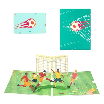 3D Pop up Futbol Tebrik Kartı Seti Festivali Tatil Kağıt Kartları Doğum Günü Düğün Yeni Yıl Nimet Kartları