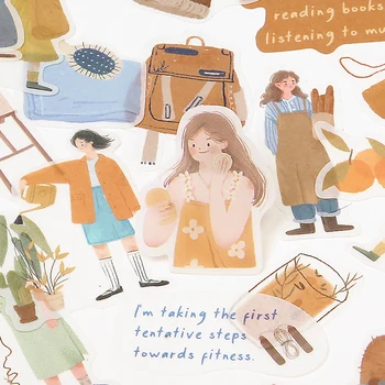 40 adet Kawaii Dört Mevsim Kızlar Dekoratif Kağıt Etiket Scrapbooking Etiket Günlüğü Kırtasiye Albümü Telefon Kupası Günlüğü Planlayıcısı