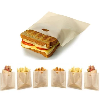 5 adet / takım kullanımlık tost çanta yapışmaz ekmek poşeti sandviç torbaları fiberglas tost mikrodalga ısıtma pasta araçları