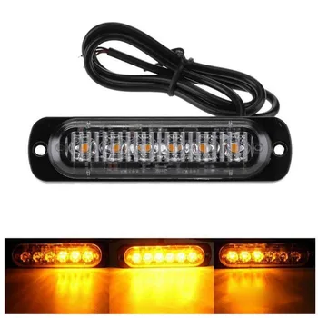 6 LED flaşlı uyarı lambası Strobe ızgara yanıp sönen arıza acil ışık araba kamyon işaret lambası Amber trafik ışığı