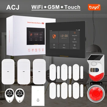 ACJ H501 Alarm Sistemi Kitleri Ev Hırsız Güvenlik 433MHz WiFi GSM Alarm Kablosuz Tuya SmartLife Alexa App Kontrol Kapı Sensörü