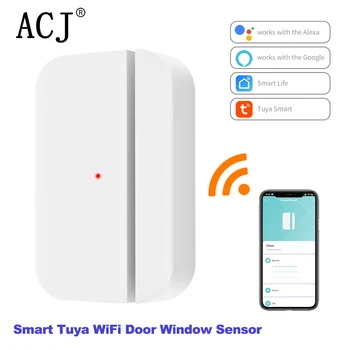 ACJ WiFi Tuya Akıllı App Kontrol Kapı Pencere Sensörü Açık Kapalı Dedektörü Alexa Google Ev İle Uyumlu Akıllı Yaşam App Kontrolü