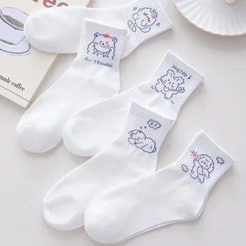 Beyaz Tüp Çorap Kadın ıns Gelgit Bahar ve Yaz İnce Kesit Japon Sevimli Düz Renk Pamuk çorap Öğrenci Kızlar