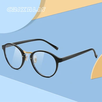 CRIXALIS mavi ışık Gözlük Erkekler İçin 2023 Moda TR90 Yuvarlak Reçete Gözlük Çerçevesi Kadın Retro Bilgisayar Gözlük UV400