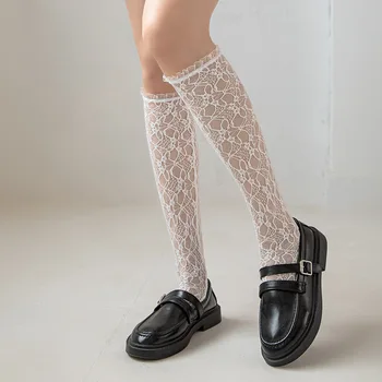 Dantel file çoraplar Serin JK Tatlı Kız diz üstü çorap Japon Lolita Fırfır Diz Üzerinde Uzun Çorap Cosplay Prenses Soxs