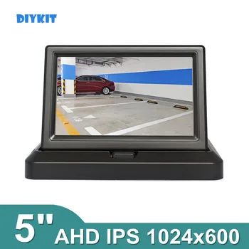DIYKIT 5 inç 1024x600 Katlanabilir IPS AHD araba geri görüş monitörü Yedekleme Monitör AHD Kamera CVBS Araba Kamera