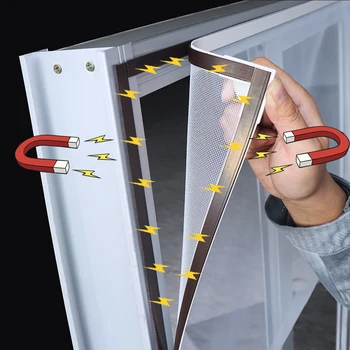DTGJ Manyetik Pencere Cibinlik DIY Örgü Tül Görünmez Ekran Fiberglas Perde Özelleştirmek Anti Böcek Sinek Sinekler Net Beyaz