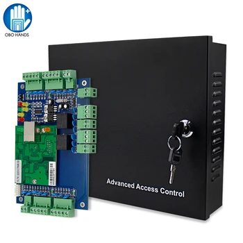Dört Kapılı Ağ TCP/İP Wiegand Erişim kontrol panosu Paneli Yazılımı RFID Giriş Sistemi DC12V Güç Kaynağı Kutusu 1/2 Kapı