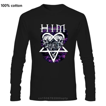 Erkek Giyim H. I. M. ONUN İSKELET KALP Kız Gençler Gotik Rock Grubu T - Shirt YENİ Otantik