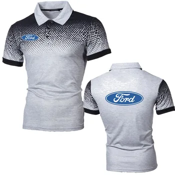 Ford araba logosu baskı Yüksek Kaliteli erkek POLO GÖMLEK Büyük Boy T-Shirt S-5XL Yaz Yaka İş erkek gömleği Kısa Kollu