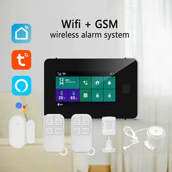 G60 Tuya WiFi GSM Akıllı Ev güvenlik Alarm Sistemi Akıllı 4.3 İnç Dokunmatik Panel İle Parmak İzi Alexa Hareket Sensörü Hırsız