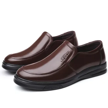 Hakiki deri ayakkabı Erkekler Slip-on Loafer'lar İnek Deri Erkek rahat ayakkabılar Düz Marka Erkek Ayakkabı Siyah Kahverengi Büyük Boy 45 A4866