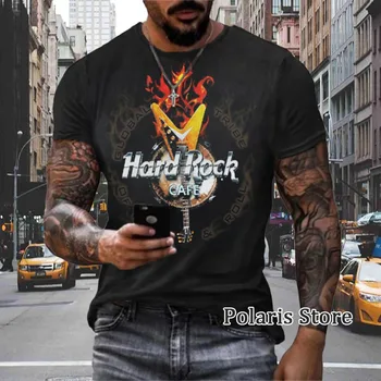 Hard Rock Grubu Grafik T Shirt Yaz Erkekler Vintage Kısa Kollu Tees Motosiklet Yarış Giysileri Büyük Boy Rahat Retro Streetwear
