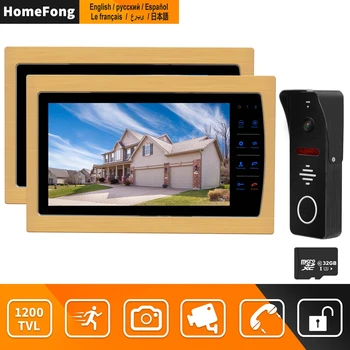 HomeFong Kablolu Görüntülü Interkom Ev Kapı Telefonu Kamera 10 Inç 2 Ekran Alaşımlı Çerçeve Kızılötesi Gece Görüş Hareket Algılama Kayıt