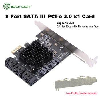 IOCREST PCIe gen2 x1 8 Port 6G SATA III 3.0 Denetleyici Olmayan Raıd Genişletme Kartı Düşük Profil Braketi