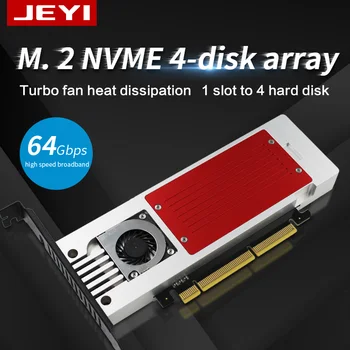 JEYI 4 NVMe PCIe M. 2 Ssd'ler Adaptörü PCI Express 4. 0x16 Kart Destekler 4 X M. 2 SSD Mac ve PC için Destek Olmayan Bifürkasyon MB