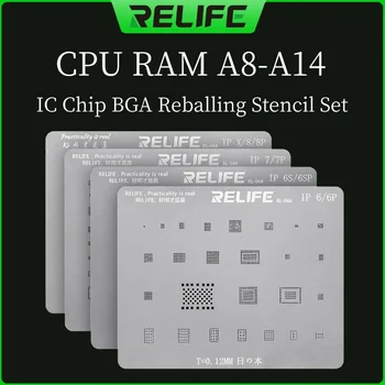 KABARTMA RL-044 CPU RAM A8/A9 / A10/A1/A12/A13/A14 / A15 IC Çip BGA Reballing Şablon Seti Bitki Teneke çelik ızgara iPhone 6-13 Serisi İçin