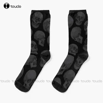 Kafatasları Kafatası Kafatasları Kemikleri Koyu Korku Ölüm Deniart Desen Çorap Çorap Erkekler İçin Kişiselleştirilmiş Özel 360° Dijital Baskı