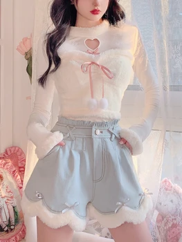 Kış Pembe Kawaii Lolita Yelek Kadın Dantel Japon Rahat Tatlı Sevimli Tankları Yay Sıcak Prenses Kaşkorse Kore Tarzı Giyim 2022