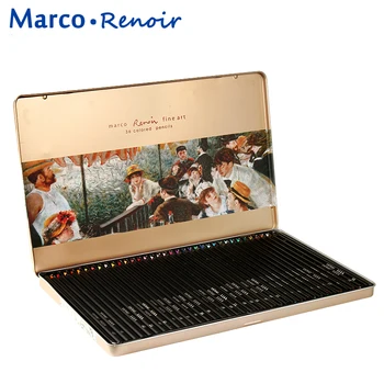 Marco Renoir 48 renkli kurşun kalem Seti Demir Kutu Yağlı Kalemler Meslek Boyama Çizim Kalem Renkli Kalemler Mum Boya De Couleur