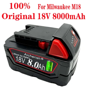 Milwaukee için M18 8000mAh 48-11-1815 M18B2 L50 HD18 Elektrikli Matkap Anahtarı Açı Öğütücü Yedek Pil 18V 8Ah Şarj Seti