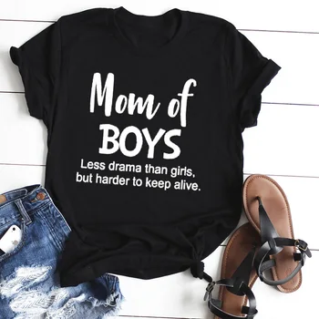 Moda Tees Anne Erkek Daha Az Drama Kız Komik Mektup T-shirt Kadın Yaz Üstleri Kısa Kollu Kadın Gömlek