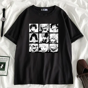 My Hero Academia Anime Kadın Komik T Shirt Kız Y2K 90s Harajuku Kawaii Grafik Tees Unisex Karikatür Büyük Boy Elbise, damla Gemi