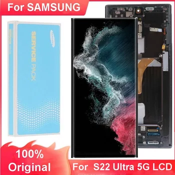 Orijinal AMOLED LCD SAMSUNG Galaxy S22 Ultra 5G S908 S908B S908U S908DS Dokunmatik Ekran Digitizer Meclisi Değiştirme