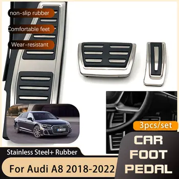 Paslanmaz Çelik AT araba pedalları Audi A8 D5 2018 2019 2020 2021 2022 Hızlandırıcı Fren Sondaj kaymaz Pedalı Kapak Parçaları