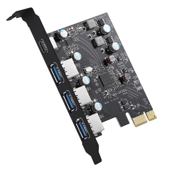 PCI-E USB 3.0 Kart Tipi C (1) USB A (3) Ek Güç Kaynağı Olmadan Windows Mac Pro İçin PCI Express Genişletme Kartı