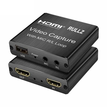 Rullz 4K Video Yakalama Kartı USB 2.0 Oyun Kayıt Plakası Canlı Akış Ses Mic ile Döngü PS4 Ps5 Anahtarı Kamera Kayıt