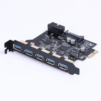 SATA 15PİN Genişleme Dönüştürücü PCI-E USB 3.0 19-Pin 5 Port PCI Express Genişletme Kartı Bitcoin Madenci Madencilik