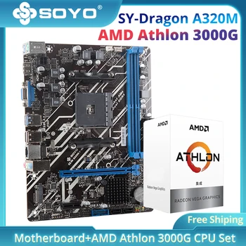 SOYO SY-Ejderha A320M Anakart M. 2 Nvme/Sata PCI-E ile Athlon 3000G CPU Oyun Oynamak DDR4 Desteği AM4 Arayüzü Ryzen CPU / APU