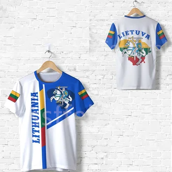 Tessffel Ülke Amblemi Bayrağı Litvanya Retro Dövme NewFashion Erkekler / Kadınlar 3Dprint Yaz T-Shirt Streetwear Komik Kısa Kollu A2
