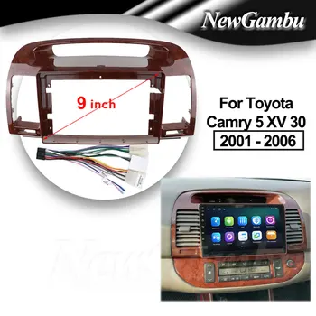 Toyota Camry 5 XV için 9 inç Radyo 30 2001 2012 2013- 2006 Kablo Çerçeve DVD Oynatıcı Kurulum Surround Trim Paneli Ses krom çerçeve
