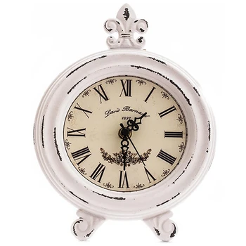 Vintage Masa Saati Ahşap Küçük Beyaz Masa Saati Sessiz Hiçbir Geçiyor Pil Işletilen Rustik Çiftlik Dekor Retro Saat