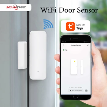 WiFi Kapı Sensörü Akıllı Ev Kapı ve Pencere Açık / Kapalı Dedektörleri Desteği Cep Telefonu Alır İtme alarmı Bilgi