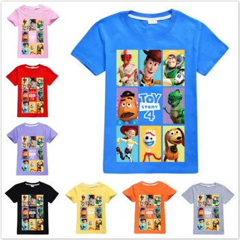 Yeni Pixar Oyuncak Hikayesi 4 Karikatür Mektup çocuk kısa kollu tişört Pamuk Çocuklar Erkek Bebek Kız Buzz Woody yaz giysileri Üst Tee