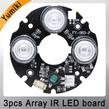 Yumiki 3 adet dizi IR led spot ışık kızılötesi 3x IR LED kurulu kapalı devre kameralar gece görüş (53mm çap)