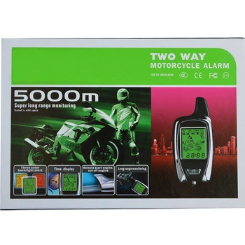 Yüksek Kalite 5000 m İki Yönlü Anti-hırsızlık Motosiklet Motosiklet Alarm İle 2 LCD Vericiler Uzaktan Motor Çalıştırma Motosiklet alarm
