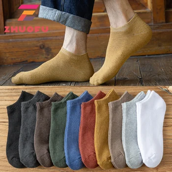 ZHUOFU 5 pairs Kadın Kısa Görünmez Çorap Nefes Koleji Taze Kadın Çorap Yumuşak Pamuk Yaz Sonbahar Kız Çorap