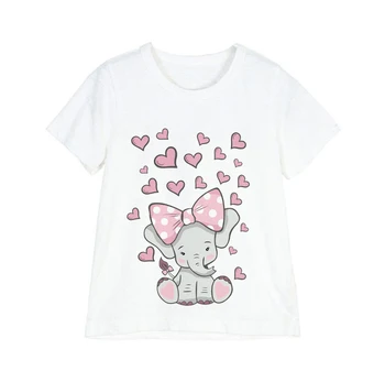 Çocuk T-Shirt Çocuk Kız Erkek Kız Çocuk Gömlek Çocuk Bebek Yürümeye Başlayan Tavşan Fil Parti Tee Üstleri Giyim Kısa Tees